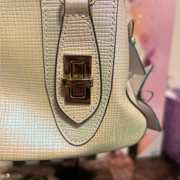 Henri Bendel West 57th Barrel Satchel Iridescent White - Picture 9 of 12